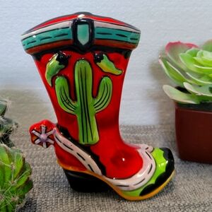 Colorful Ceramic Cowboy Boot Salt Shaker